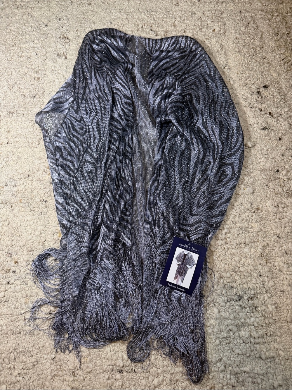 Kendall & James Silver & Black Shimmer Zebra Kimono